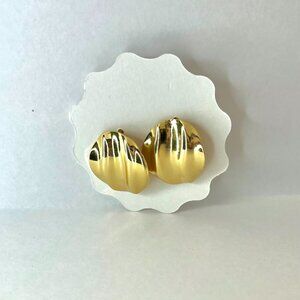NWT Gold Stud Earrings Women Modern Professional 1 inch Minimalist Office